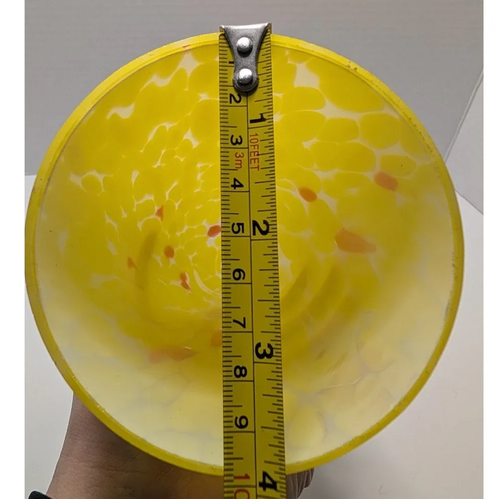 Art Glass Cone Lamp Shade Yellow White Mottled Red Accents Replacement‎ 9.25